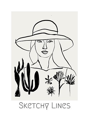 Bohemian Woman Sketch Art déco reproduction