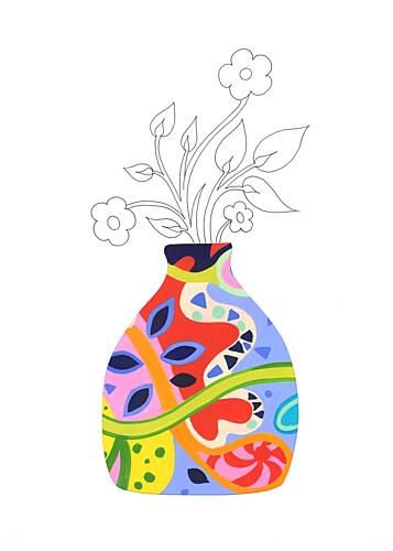 Colorful Floral Vase Art déco reproduction