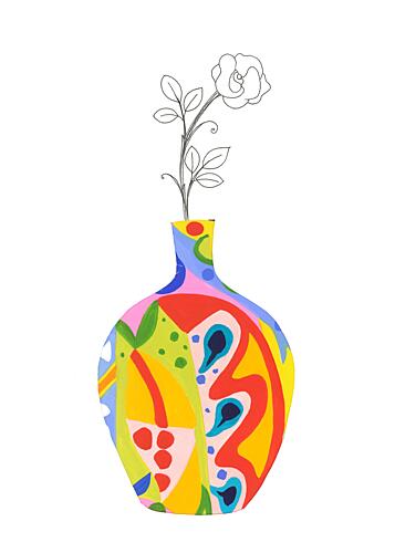 Colorful Vase Rose Art déco reproduction