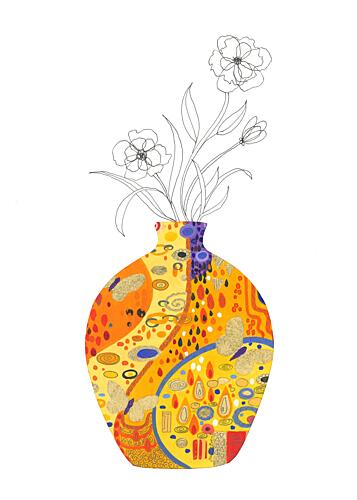 Golden Patterned Vase Art déco reproduction