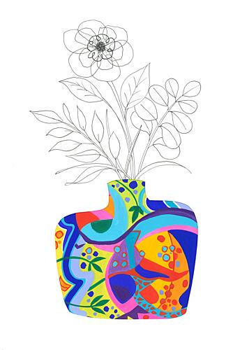 Colorful Abstract Vase Art déco reproduction