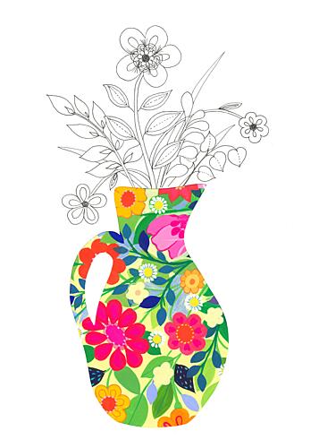 Colorful Floral Vase Art déco reproduction