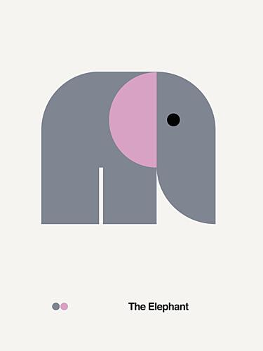 Minimalist Grey Elephant Art déco reproduction