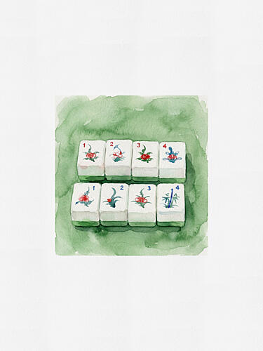 Floral Mahjong Tiles Art déco reproduction