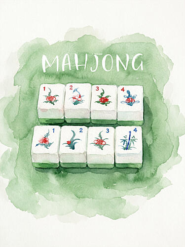 Watercolor Mahjong Tiles Art déco reproduction