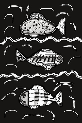 Three Patterned Fish Art déco reproduction