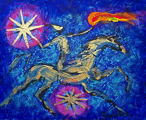 Fiery Cosmic Rider Art déco reproduction