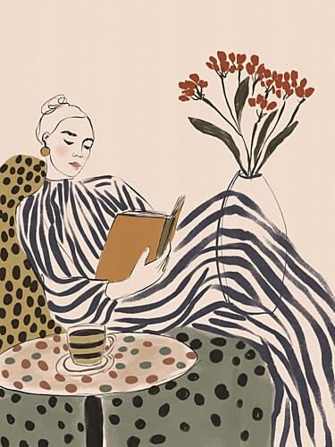Chic Woman Reading Art déco reproduction