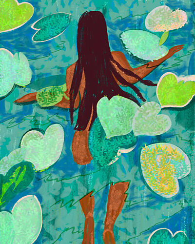 Swimming Among Lily Pads Art Print