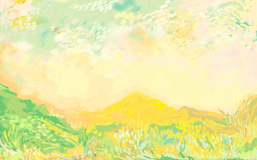 Sunny Pastel Fields Art déco reproduction
