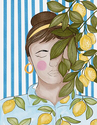 Serene Lemon Woman Art déco reproduction