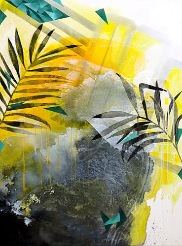 Vibrant Tropical Abstract Art déco reproduction
