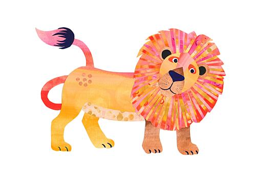 Happy Cartoon Lion Art déco reproduction
