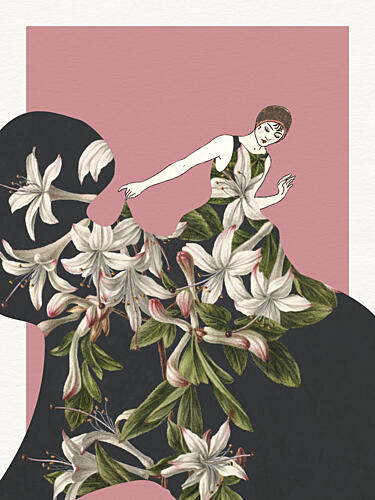 Elegant Floral Fashion Art déco reproduction