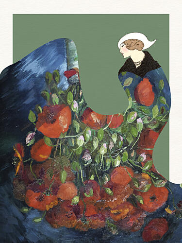 Elegant Floral Woman Art déco reproduction