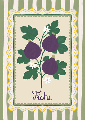 Purple Figs Botanical Art déco reproduction
