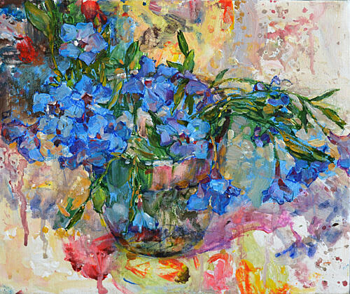 Vibrant Blue Blooms Art déco reproduction