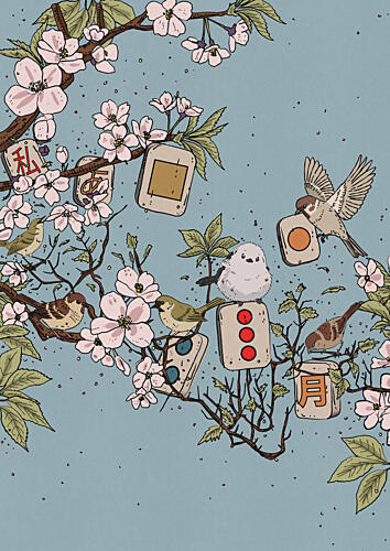 Charming Spring Birds Art déco reproduction