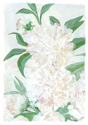 Fresh White Peonies Art déco reproduction