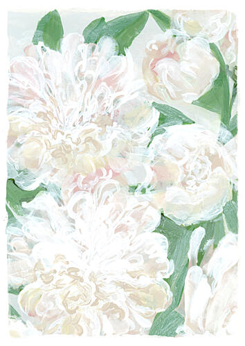 Soft White Peonies Art déco reproduction