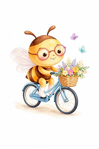 Cute Bee Bike Ride Art déco reproduction