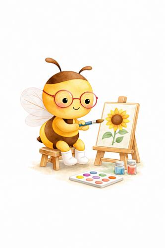 Cute Bee Artist Art déco reproduction