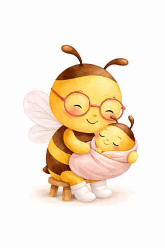 Mama Bees Love Art déco reproduction