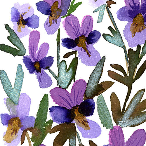Purple Watercolor Blooms Art déco reproduction