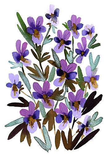 Watercolor Purple Blooms Art déco reproduction