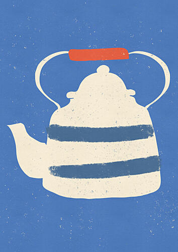 Striped Blue Kettle Art déco reproduction