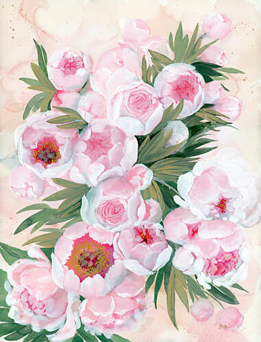 Blushing Peony Blooms Art déco reproduction