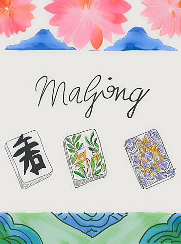 Mahjong Lotus Landscape Art déco reproduction