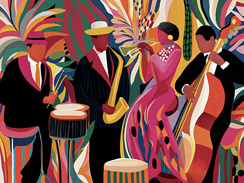 Vibrant Jazz Band Art déco reproduction