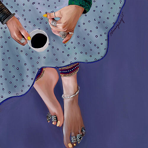Coffee with Adorned Feet Art déco reproduction