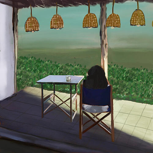 Peaceful Porch View Art Print by Osheensgallery