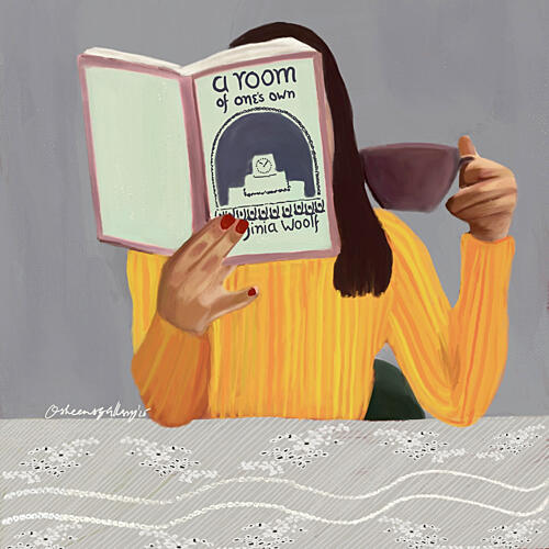 Book and Coffee Break Art Print by Osheensgallery