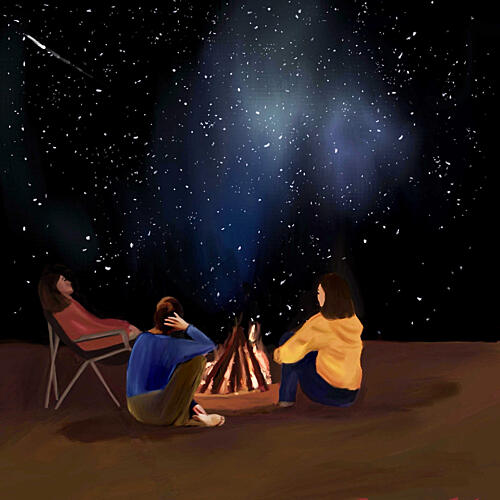 Starry Campfire Night Art Print by Osheensgallery