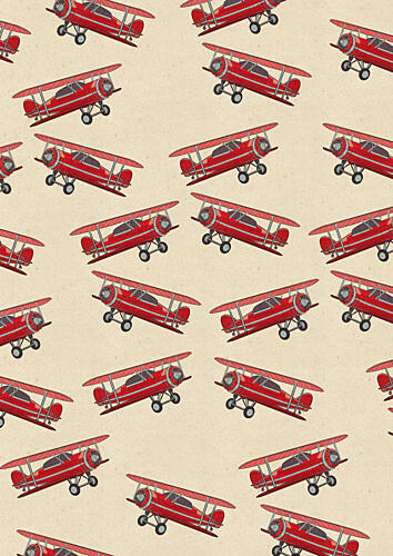 Vintage Red Biplanes Art déco reproduction