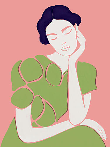 Pensive Woman Portrait Art déco reproduction