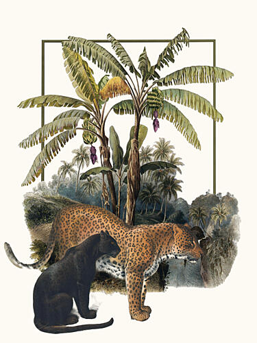 Panther and Jaguar Jungle Art déco reproduction