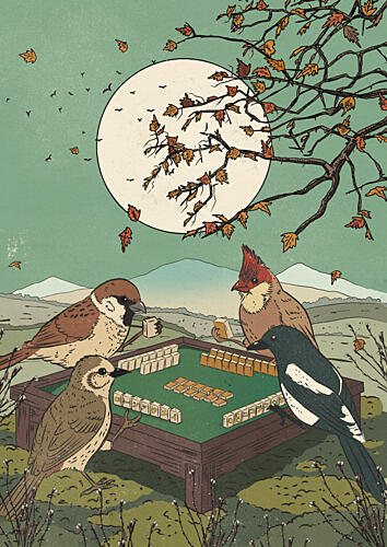 Autumn Mahjong Game Art Print