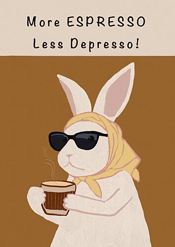 More Espresso Less Depresso Art déco reproduction