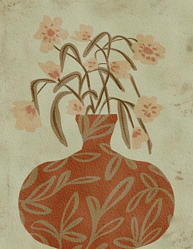 Terracotta Vase Blossoms Art déco reproduction
