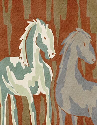 Abstract Forest Horses Art déco reproduction