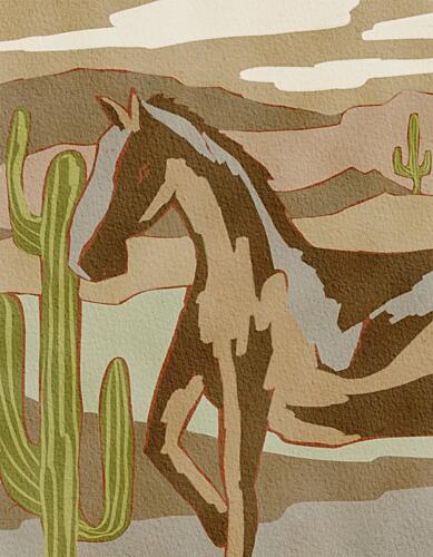 Wild Desert Horse Art déco reproduction