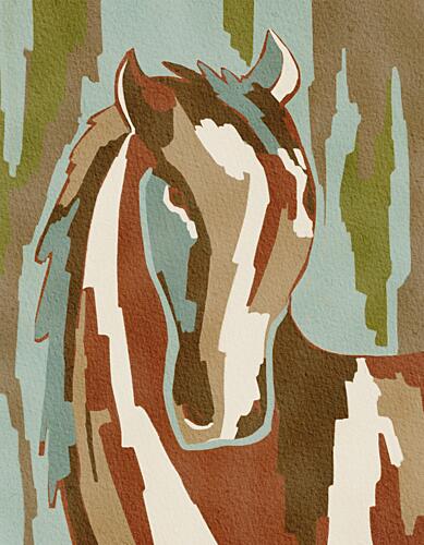 Abstract Horse Portrait Art déco reproduction