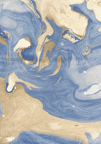 Swirling Blue Gold Marbling Gold Print