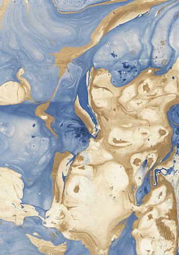 Abstract Blue Gold Swirl Art déco reproduction