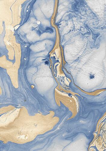 Elegant Blue Gold Marble Gold Print