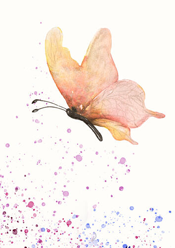 Colorful Butterfly Flight Art déco reproduction